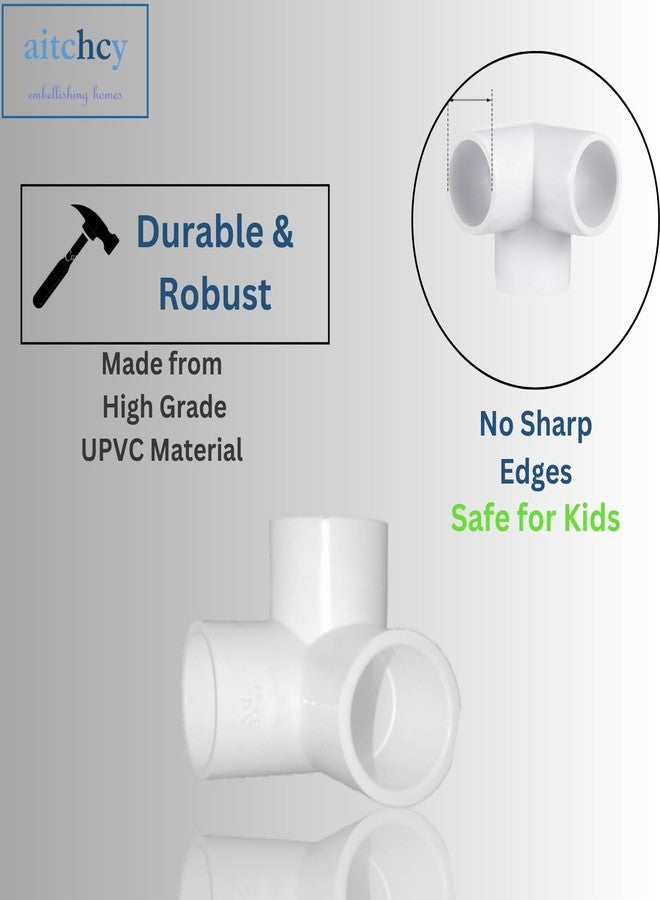 Aitchcy Three way PVC Elbow 25mm | 3 Way elbow for 25mm Outer Diameter PVC pipe | 3Way PVC Pipe Joint | Threeway Connector for Furnitures & Structures | 3 Way Connectors Heavy duty 25 mm (8 Pc Pack) - Image 5